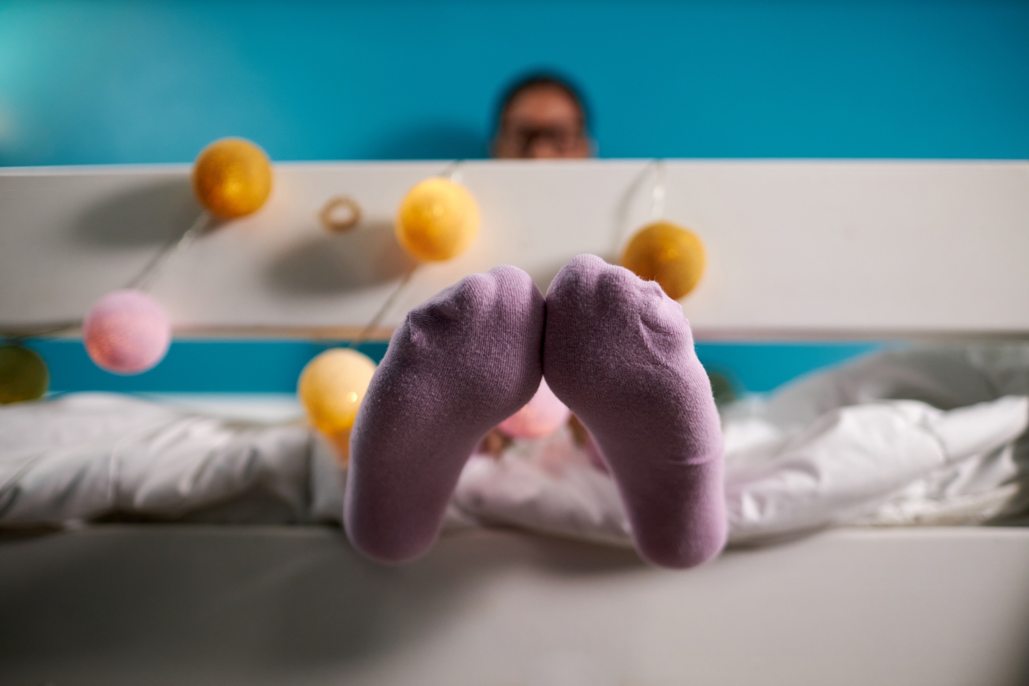 Unrecognizable Female Students Feet in Socks